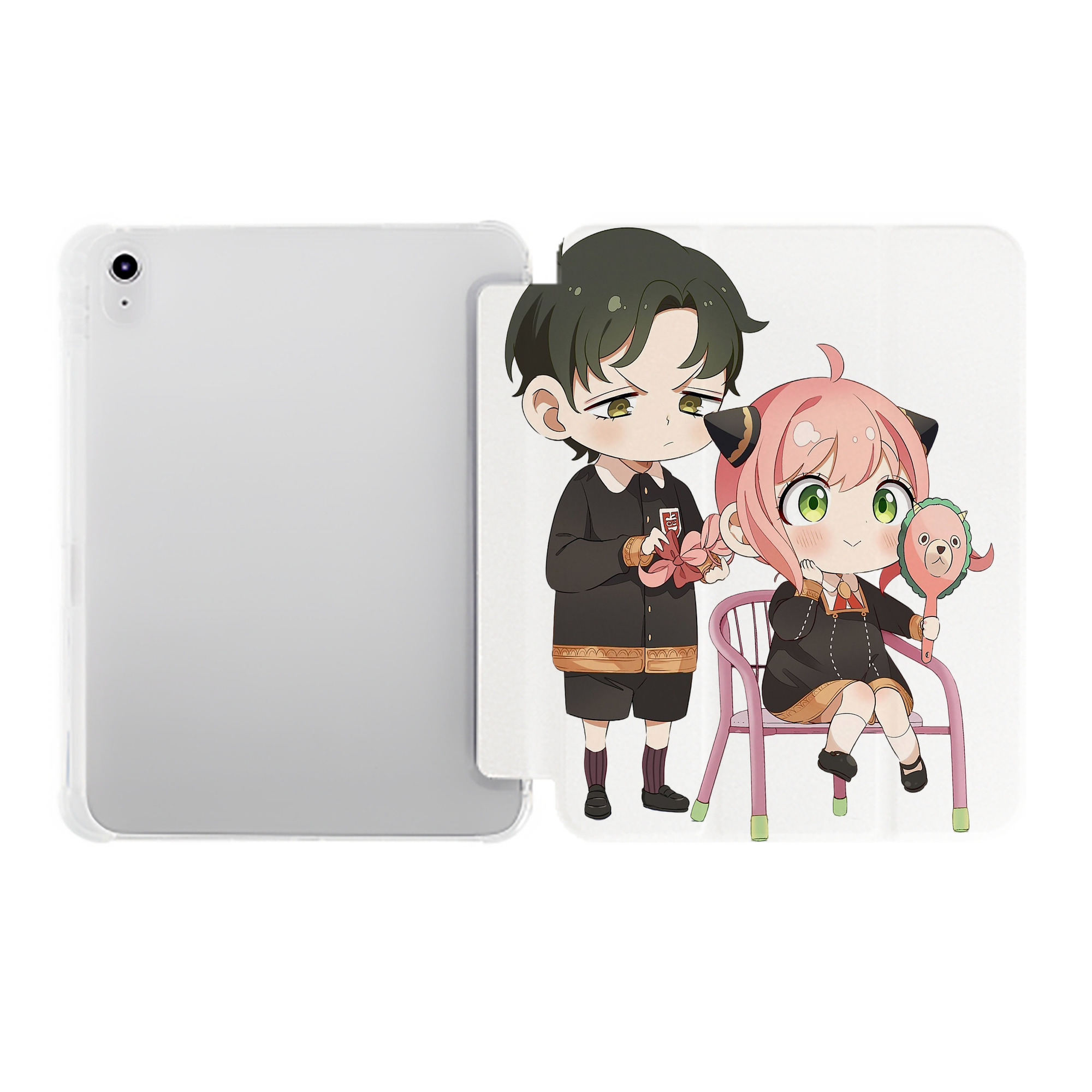 （画像用） SPY×FAMILY间谍家家酒 IPad ケース ペン収納付き 三つ折りスタンド PUレザー×シリコン 対応機種9.5/10.5/10.9インチ